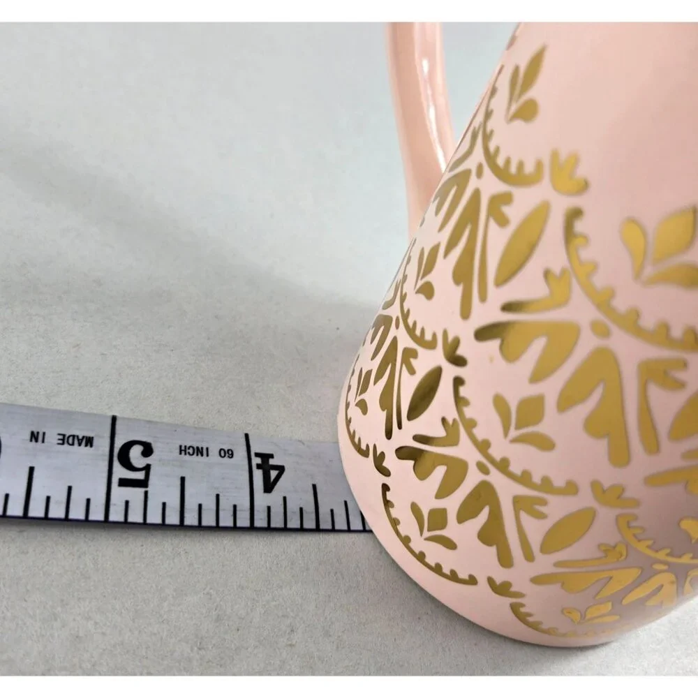 Pinky Up Ceramic Mug Glossy Pink with Gold Accent 14 Fluid Ounce Elegant
